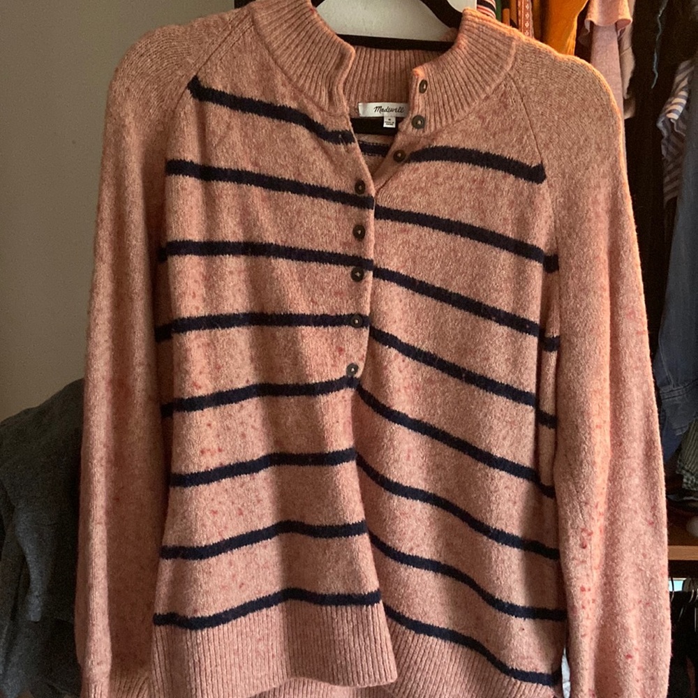 Fuzzy cute striped Madewell sweater